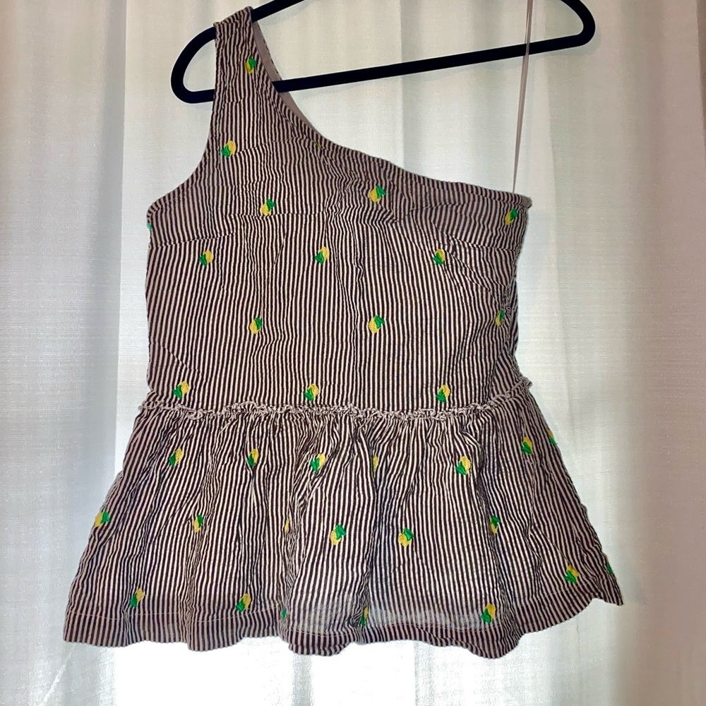 Lemon striped one shoulder shirt